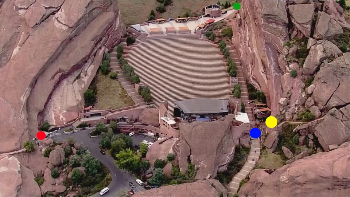 Map of Red Rocks Amphitheatre gates entrances and security lines